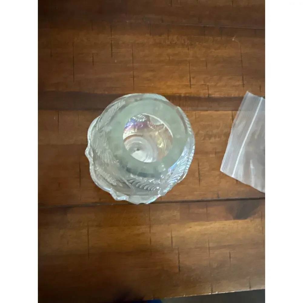Vintage Fenton Clear Iridescent Glass Strawberry Fairy Lamp - Picture 2 of 9